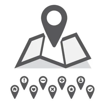 Map with marker icon Stock Illustration