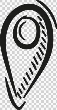 Map marker icon is showing sketch strokes, round highlight, hatch shading on Stock Illustration
