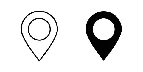 Map marker icon symbol. Vector illustration pack in black color. Illustrazione stock