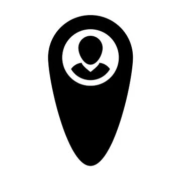 Map marker icon vector male user person profile avatar with location pin symbol Stock Illustration