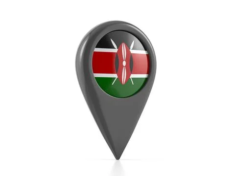 Map marker with Kenya flag Stock Illustration