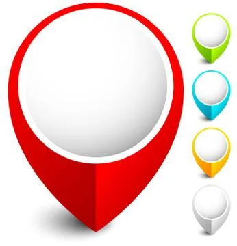 Map marker, map pin icon in 5 colors Stock Illustration