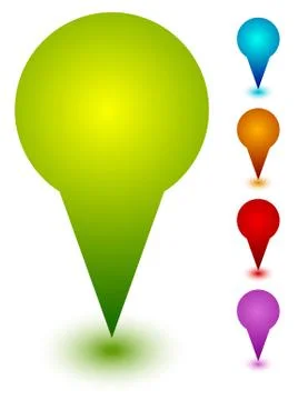 Map marker, map pin set. Abstract pushpins, thumbtacks. Vector. Ilustración de archivo