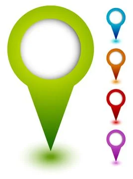 Map marker, map pin set. Abstract pushpins, thumbtacks. Vector. Ilustración de archivo