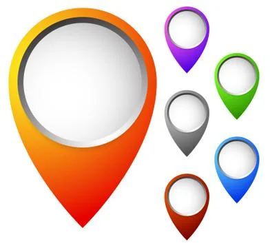 Map marker, map pin set. Abstract pushpins, thumbtacks. Vector. Ilustración de archivo