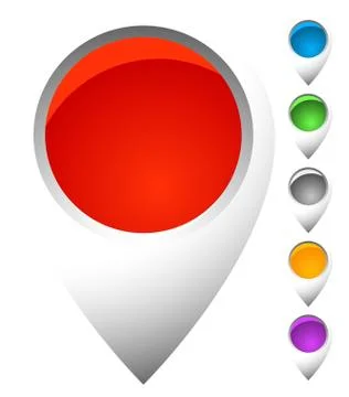 Map marker, map pin shapes, elements in 6 color. Location, destination concep イラスト素材