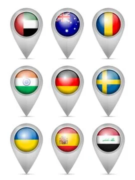 Map marker national flag set イラスト素材