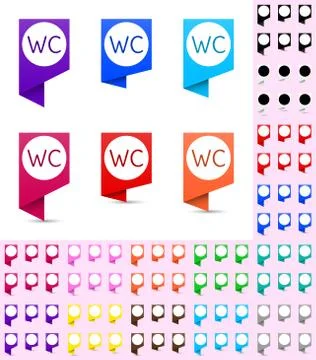 Map marker or pointer, angular marker mock up with round white background in  Stock Illustration