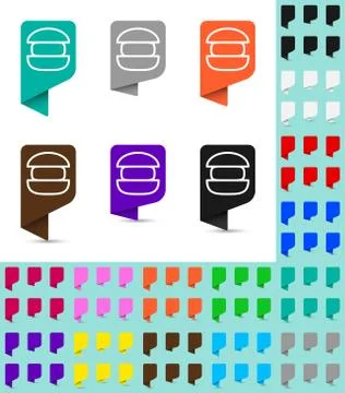 Map marker or pointer, rounded marker mock up in different colors. Ready mark Stock Illustration