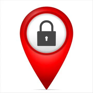 Map marker with padlock symbol Stock Illustration