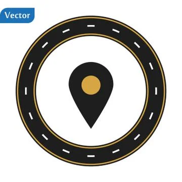 Map marker pin icon, Circle road map pin. Road icon. Eps 10 Stock Illustration