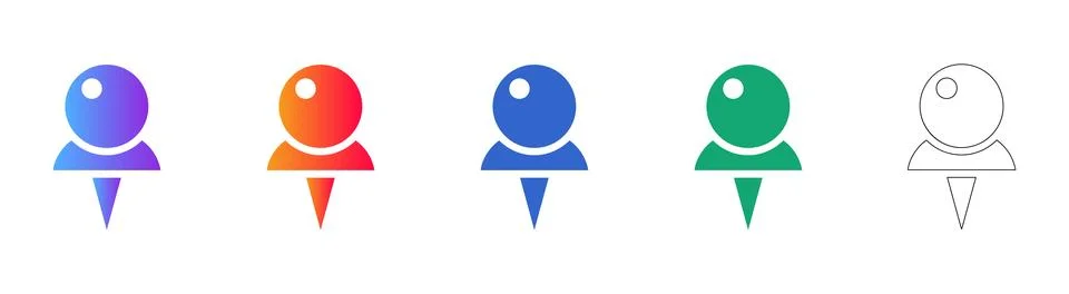 Map Marker Pin Icons in Gradient and Minimalist Line Art Stock Illustration