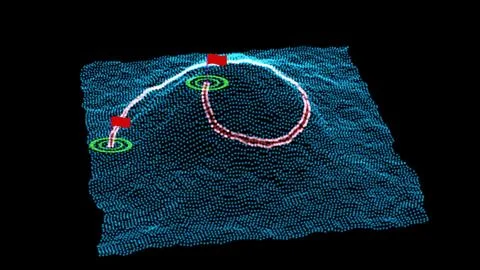 Map marker pointer with dots road  vector Outline style. GPS navigation systems Stock Illustration