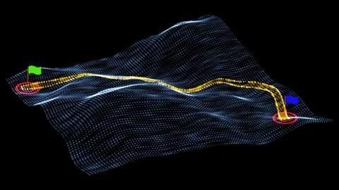 Map marker pointer with dots road  vector Outline style. GPS navigation systems Stock Illustration