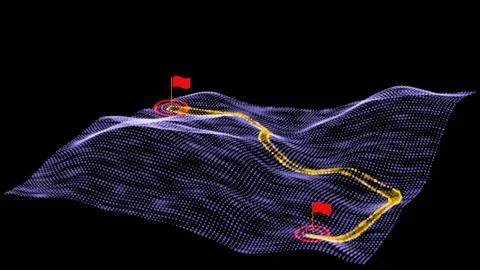 Map marker pointer with dots road  vector Outline style. GPS navigation systems Stock Illustration