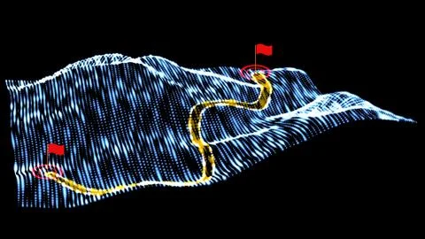 Map marker pointer with dots road  vector Outline style. GPS navigation systems Stock Illustration