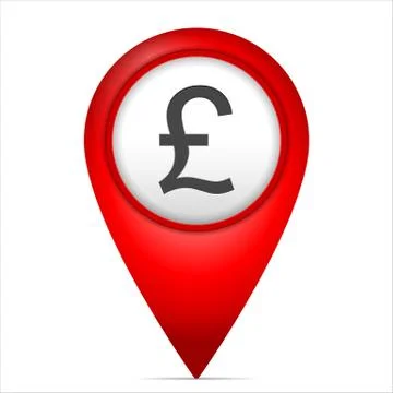 Map marker with pound symbol Stock Illustration