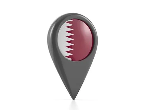 Map marker with Qatar flag Stock Illustration