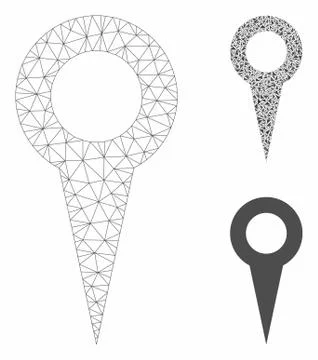 Map Marker Vector Mesh 2D Model and Triangle Mosaic Icon Stockillustratie