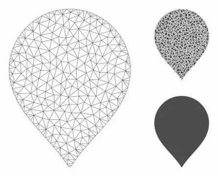 Map Marker Vector Mesh Wire Frame Model and Triangle Mosaic Icon Illustrazione stock
