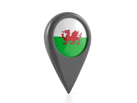 Map marker with Wales flag Stock Illustration
