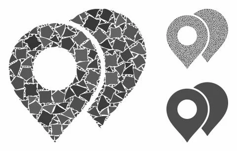 Map markers Composition Icon of Raggy Elements Illustrazione stock