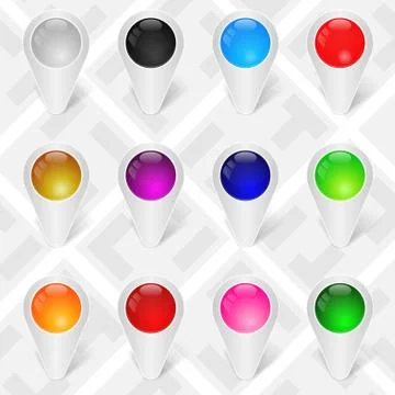 Map Markers. GPS Pointers. Set 1. Vector Illustrazione stock