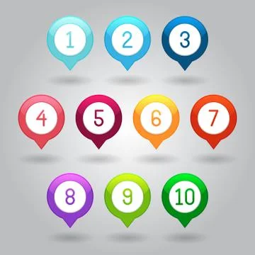 Map markers with numbers vector eps10 illustration Stock Illustration