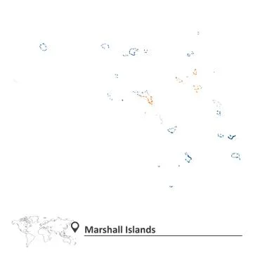 Map of Marshall Islands with flag Stock Illustration