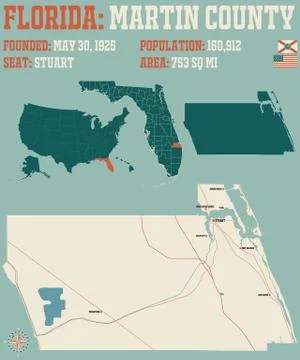 Map of Martin County in Florida Stock Illustration