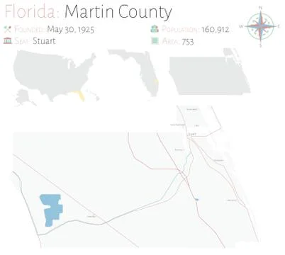 Map of Martin County in Florida Stock Illustration
