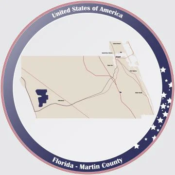 Map of Martin County in Florida Stock Illustration