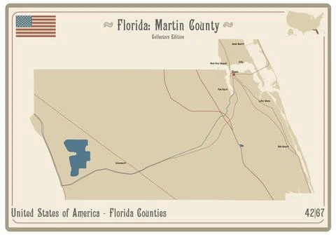 Map of Martin County in Florida Stock Illustration