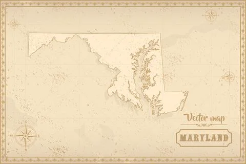 Map of Maryland in the old style Stock Illustration
