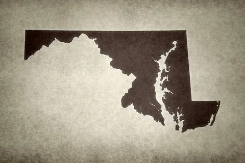 Map of Maryland on a paper Stock Illustration