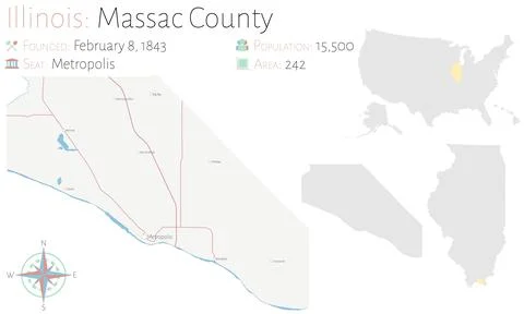 Map of Massac County in Illinois Stock Illustration
