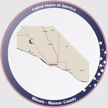 Map of Massac County in Illinois Stock Illustration