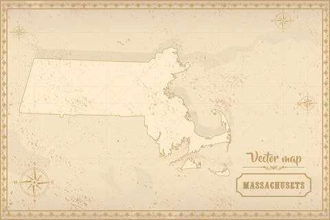 Map of Massachusetts in the old style Stock Illustration