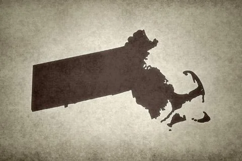 Map of Massachusetts on a paper Stock Illustration