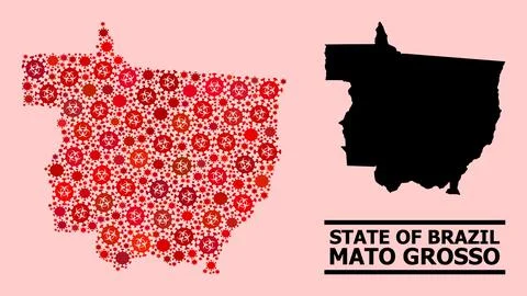 Map of Mato Grosso State - Composition of Covid Virus Biological Hazard Stock Illustration
