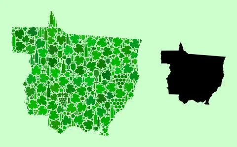 Map of Mato Grosso State - Composition of Wine and Grapes Leaves Stock Illustration