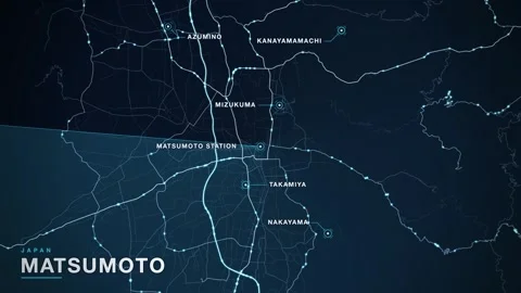 Map of Matsumoto Stock Footage 340994658