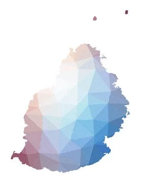 Map of Mauritius. Low poly illustration of the island. Geometric design wit.. Stock Photos