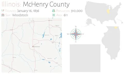 Map of McHenry County in Illinois Stock Illustration