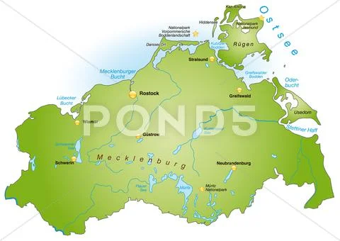 Map of mecklenburg-western pomerania as an overview map in green ~ Clip ...