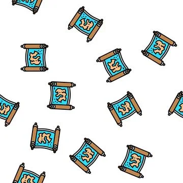 Map medieval vector seamless pattern Stock Illustration