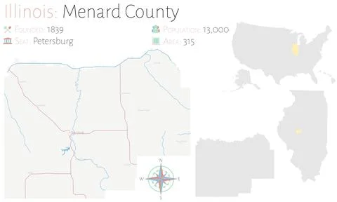 Map of Menard County in Illinois Stock Illustration