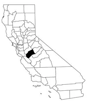 Map of merced County in California state on white background. single County.. Stock Illustration