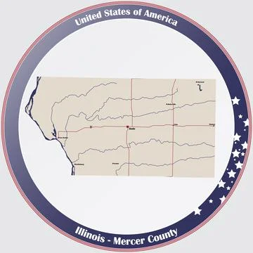 Map of Mercer County in Illinois Stock Illustration