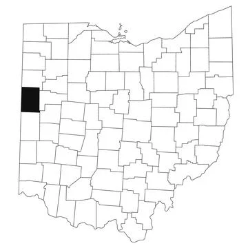 Map of Mercer County in Ohio state on white background. single County map h.. Stock Illustration